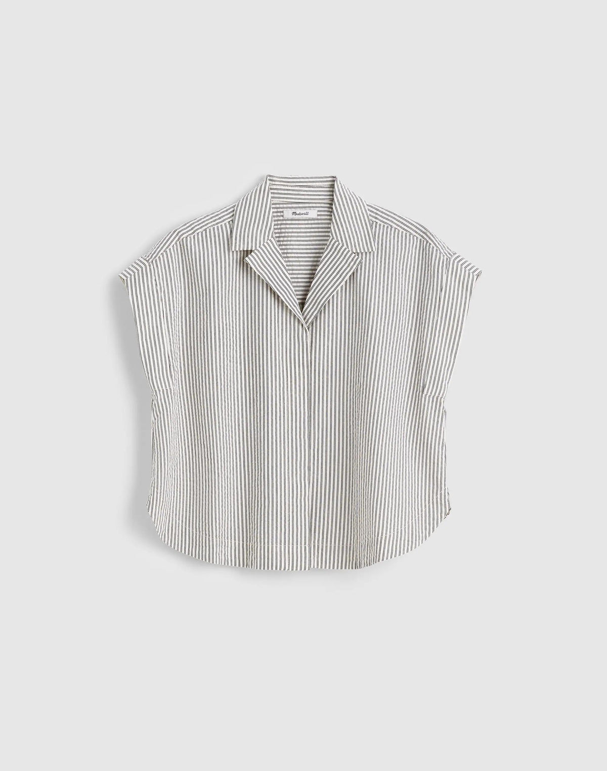 Notch-Collar Popover Shirt Black Vintage Ivory Yarndye | Madewell