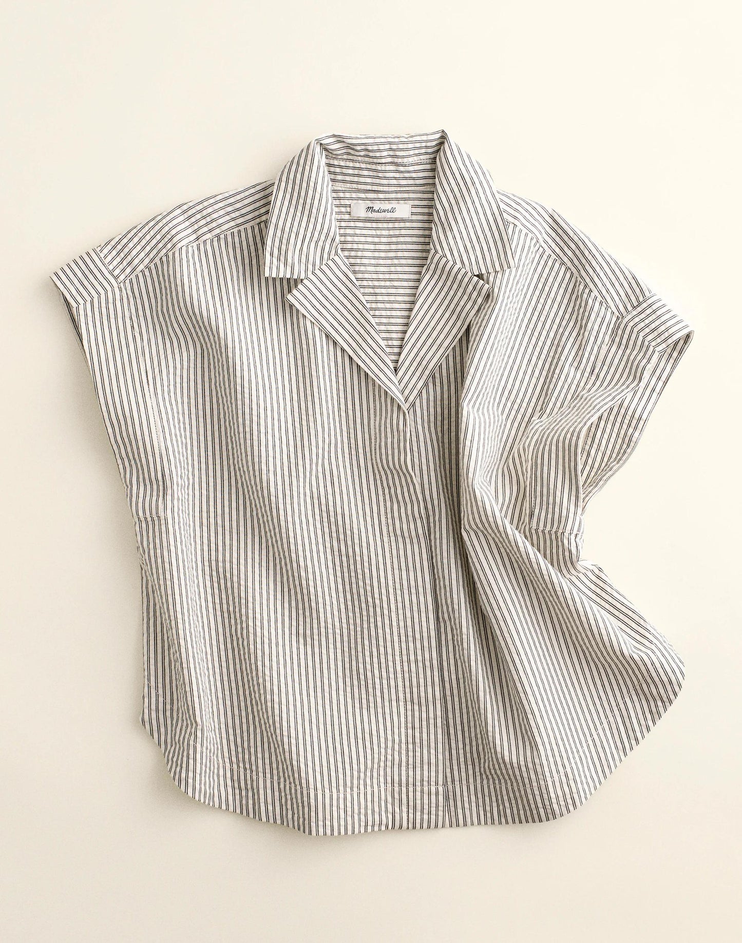 Notch-Collar Popover Shirt Black Vintage Ivory Yarndye | Madewell