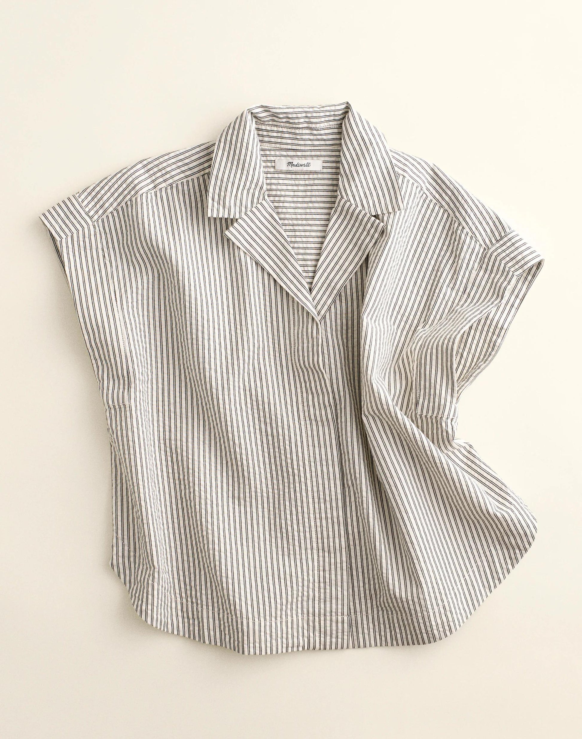 Notch-Collar Popover Shirt Black Vintage Ivory Yarndye | Madewell