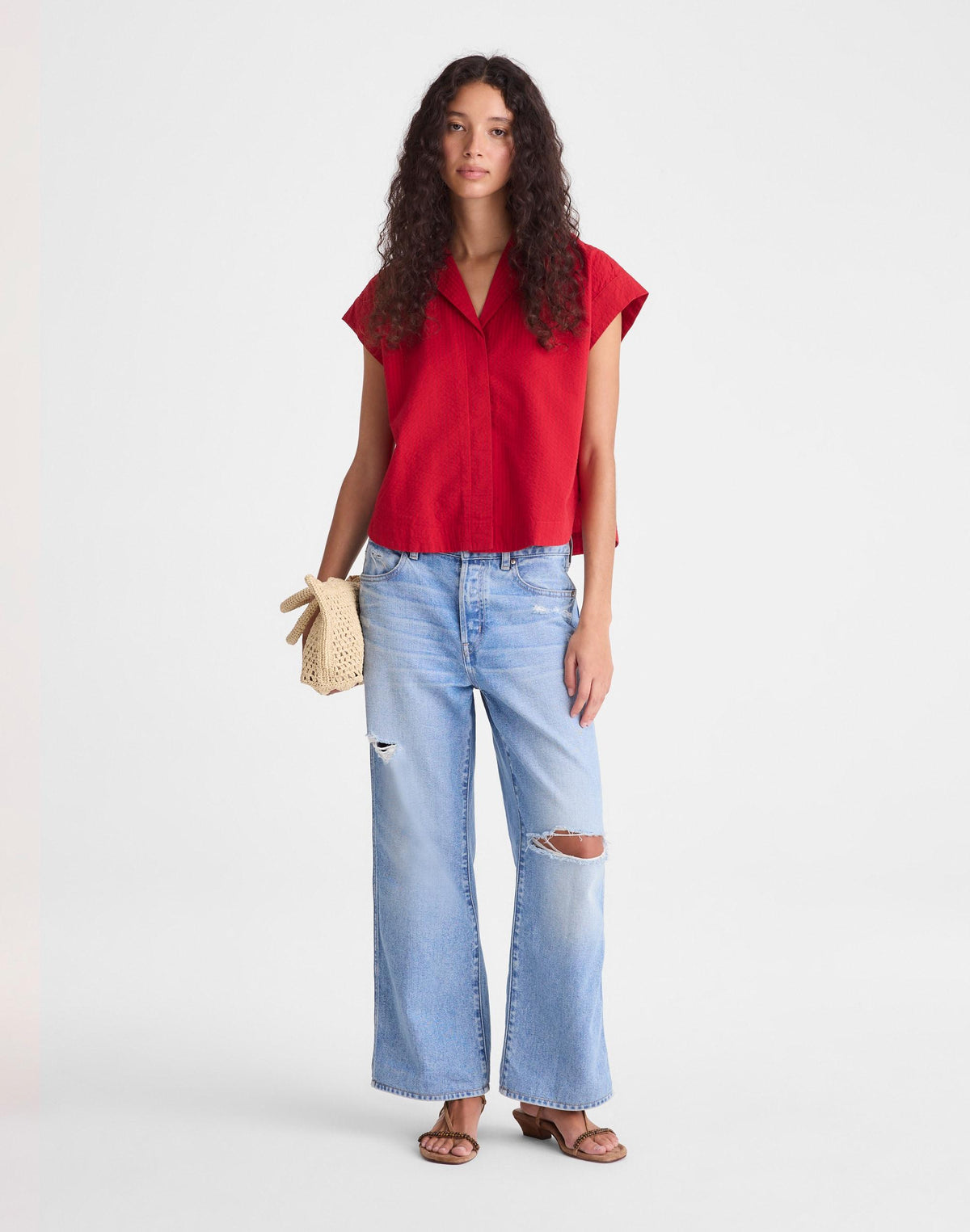 Notch-Collar Popover Shirt Red Currant | Madewell