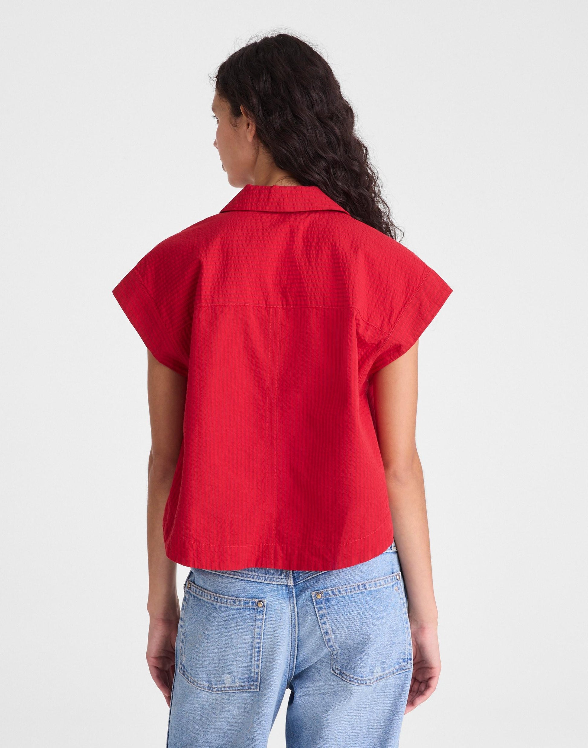 Notch-Collar Popover Shirt Red Currant | Madewell