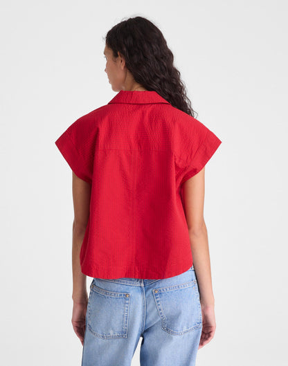 Notch-Collar Popover Shirt Red Currant | Madewell