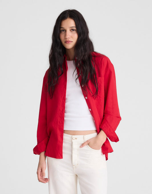The Easy Shirt in Linen Blend Varsity Red | Madewell