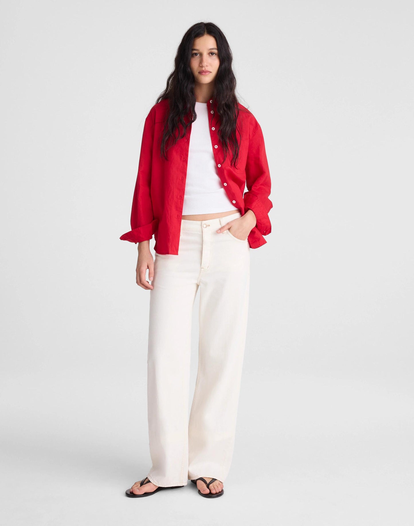 The Easy Shirt in Linen Blend Varsity Red | Madewell