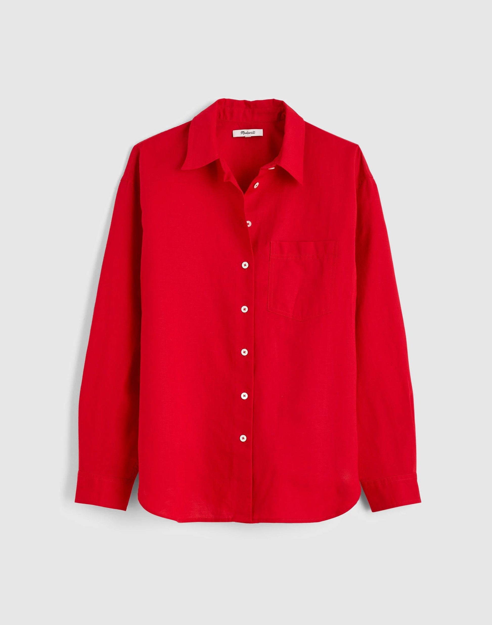 The Easy Shirt in Linen Blend Varsity Red | Madewell