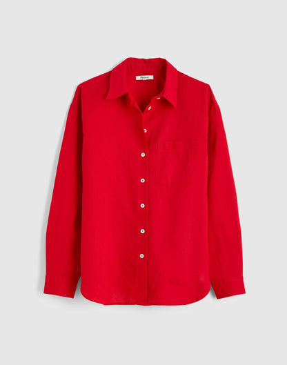 The Easy Shirt in Linen Blend Varsity Red | Madewell