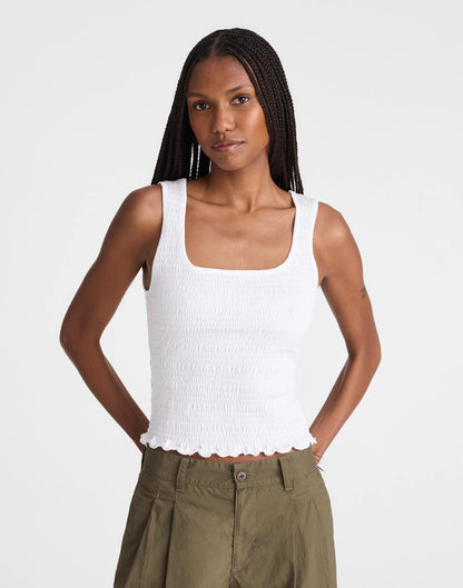 Smocked Scoopneck Tank White | Madewell