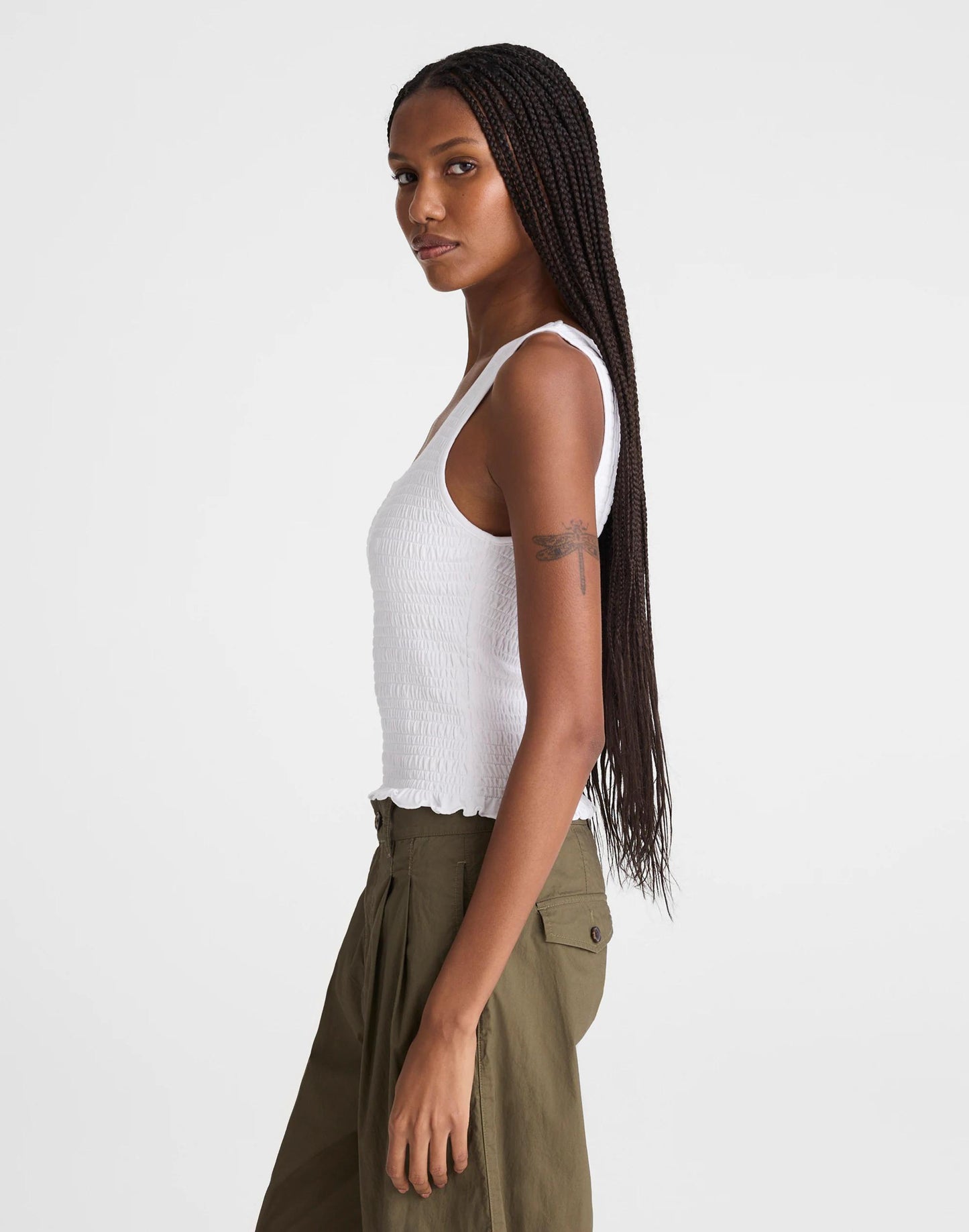 Smocked Scoopneck Tank White | Madewell