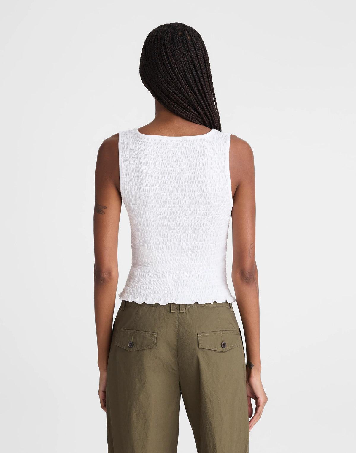 Smocked Scoopneck Tank White | Madewell