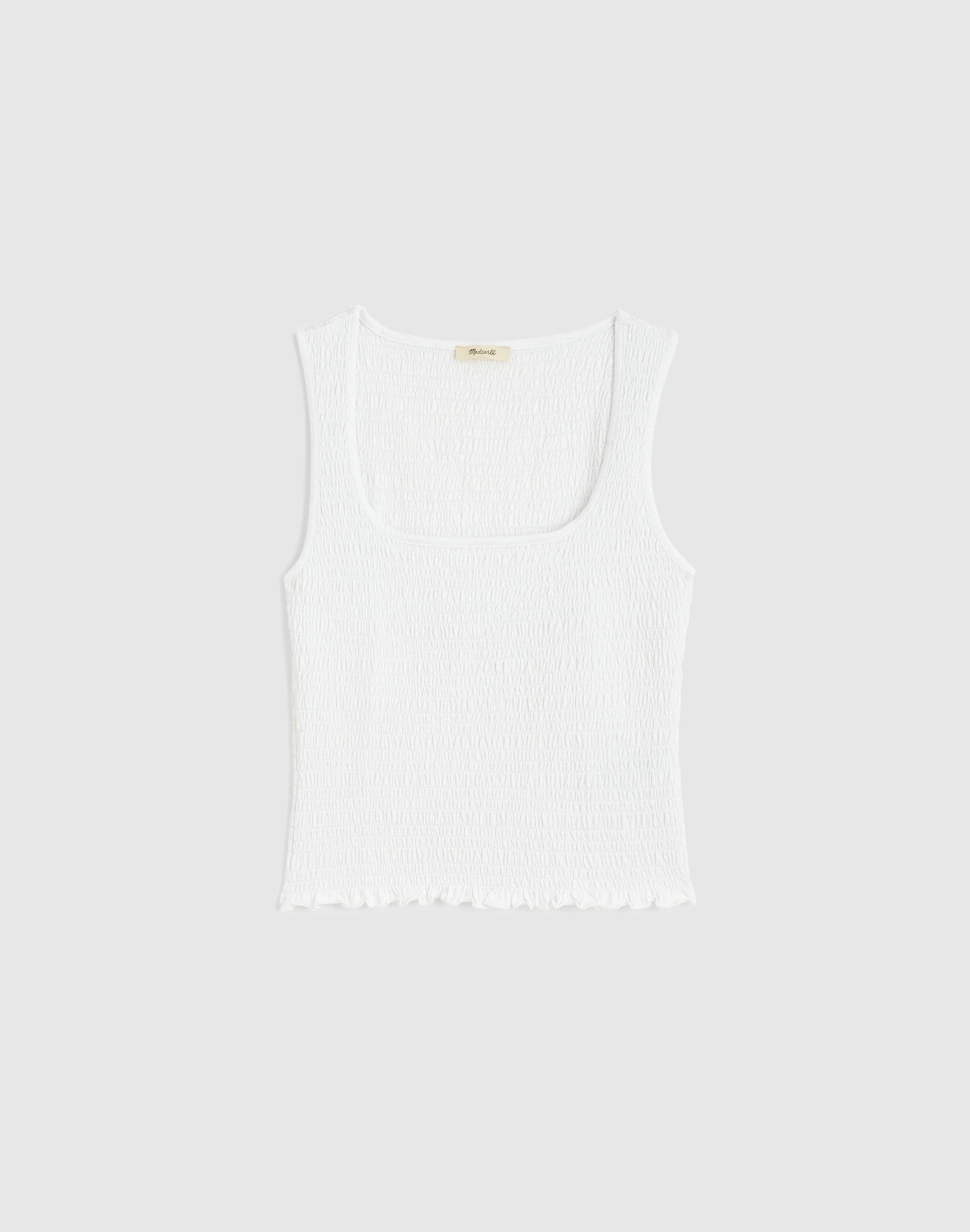 Smocked Scoopneck Tank White | Madewell