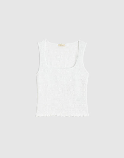 Smocked Scoopneck Tank White | Madewell