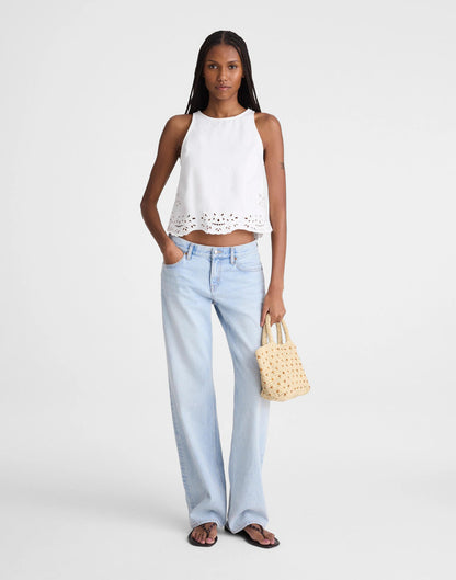 Denim Eyelet Shell Top in Tile White Tile White | Madewell