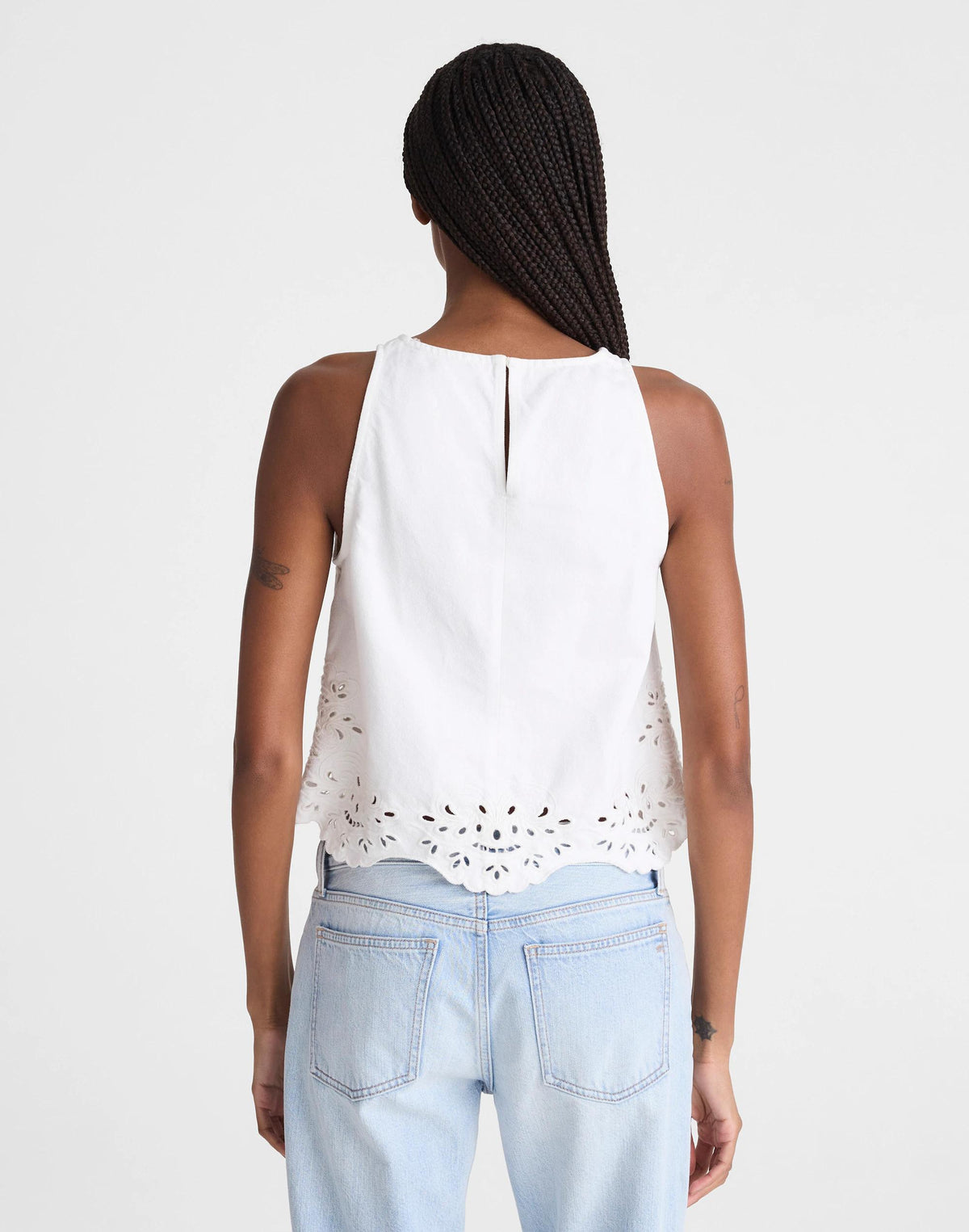 Denim Eyelet Shell Top in Tile White Tile White | Madewell