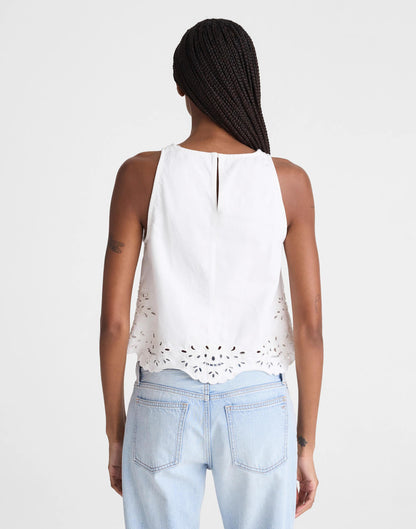 Denim Eyelet Shell Top in Tile White Tile White | Madewell