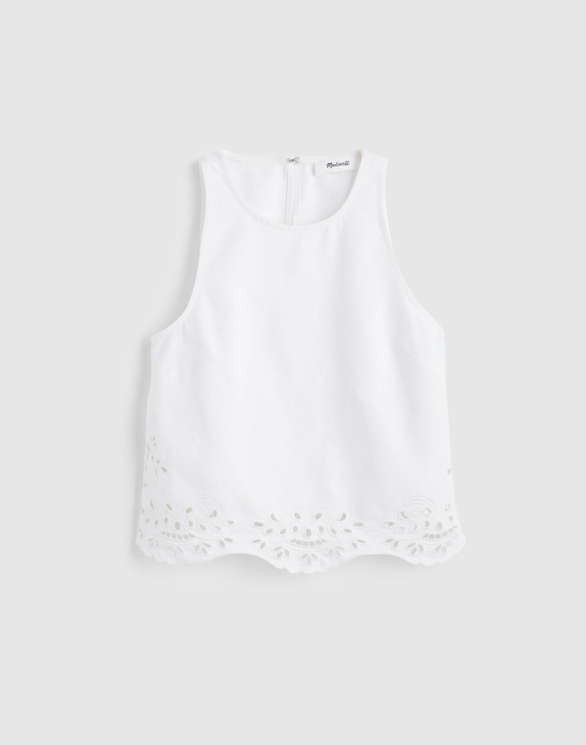 Denim Eyelet Shell Top in Tile White Tile White | Madewell