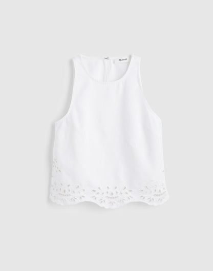 Denim Eyelet Shell Top in Tile White Tile White | Madewell