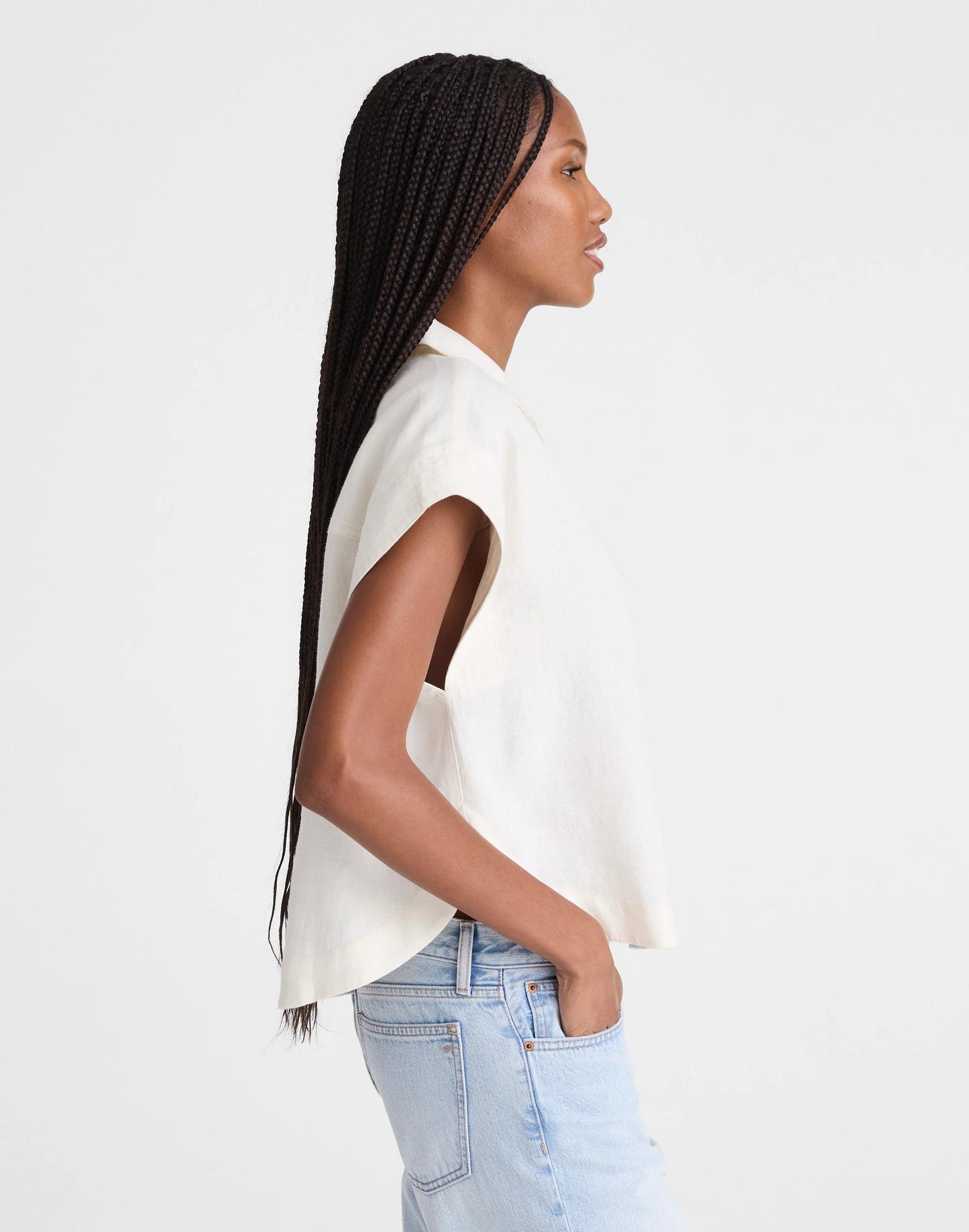 Notch-Collar Popover Shirt Ivory Linen | Madewell