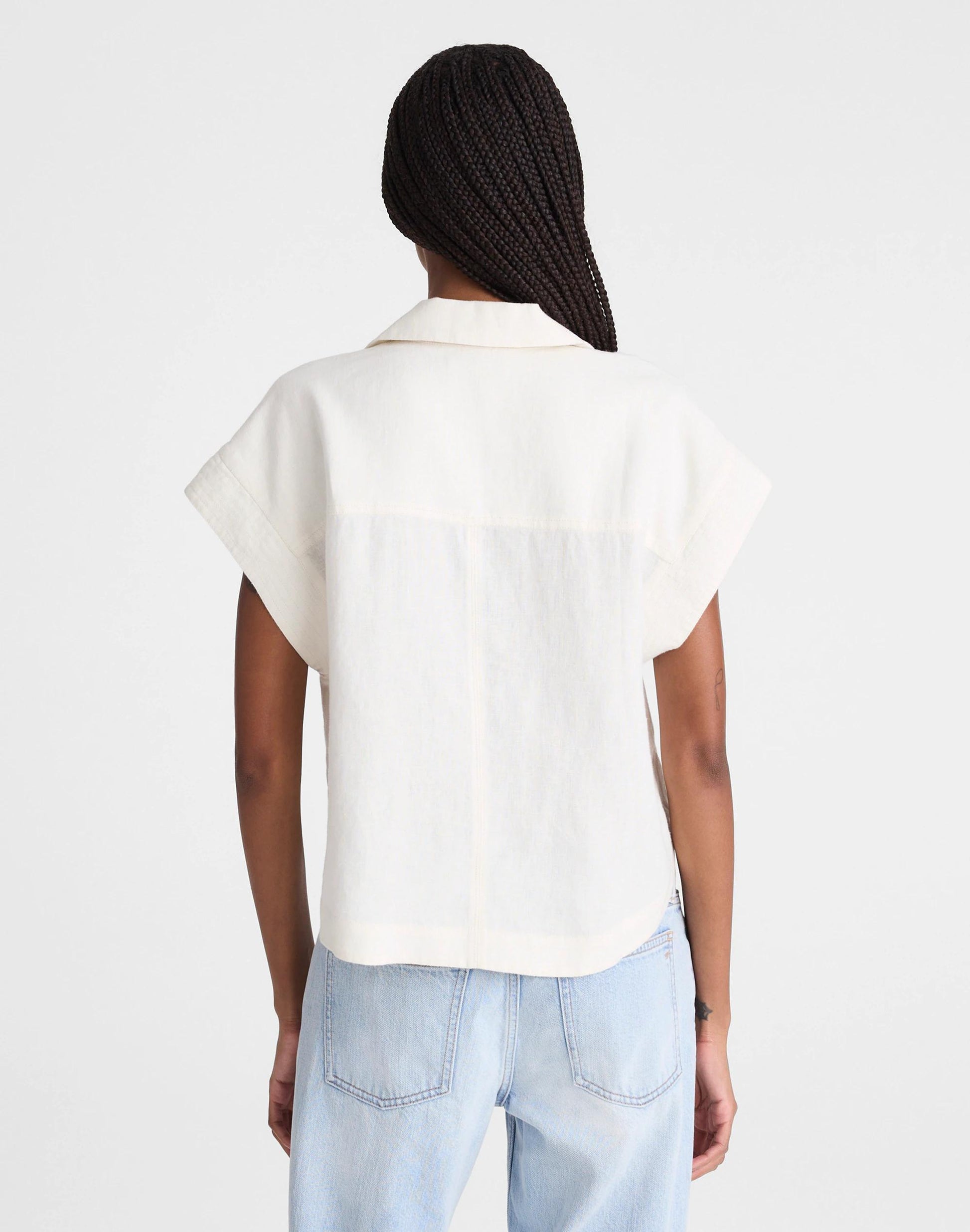 Notch-Collar Popover Shirt Ivory Linen | Madewell