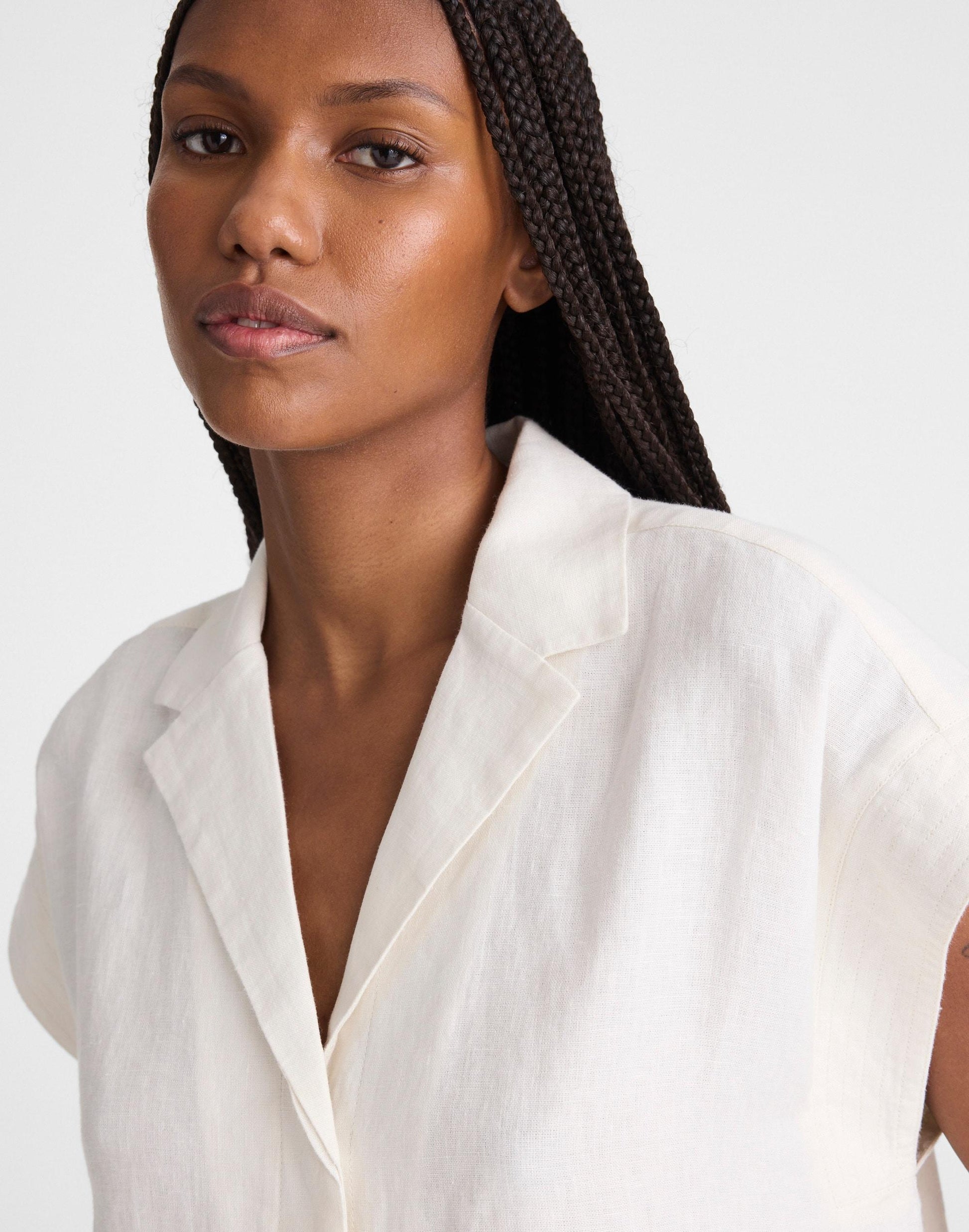 Notch-Collar Popover Shirt Ivory Linen | Madewell