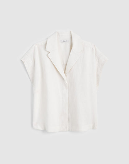 Notch-Collar Popover Shirt Ivory Linen | Madewell