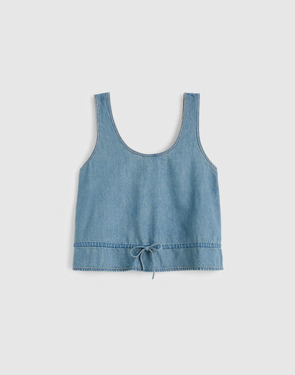 Airy Denim Scoopneck Peplum Top Lido Wash | Madewell