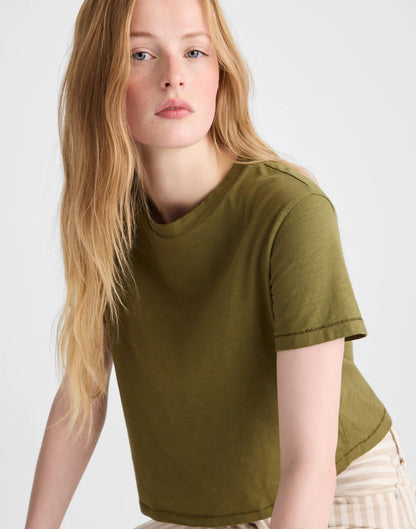 The Easy Crop Crewneck Tee in Soft Slub Chateau Olive | Madewell