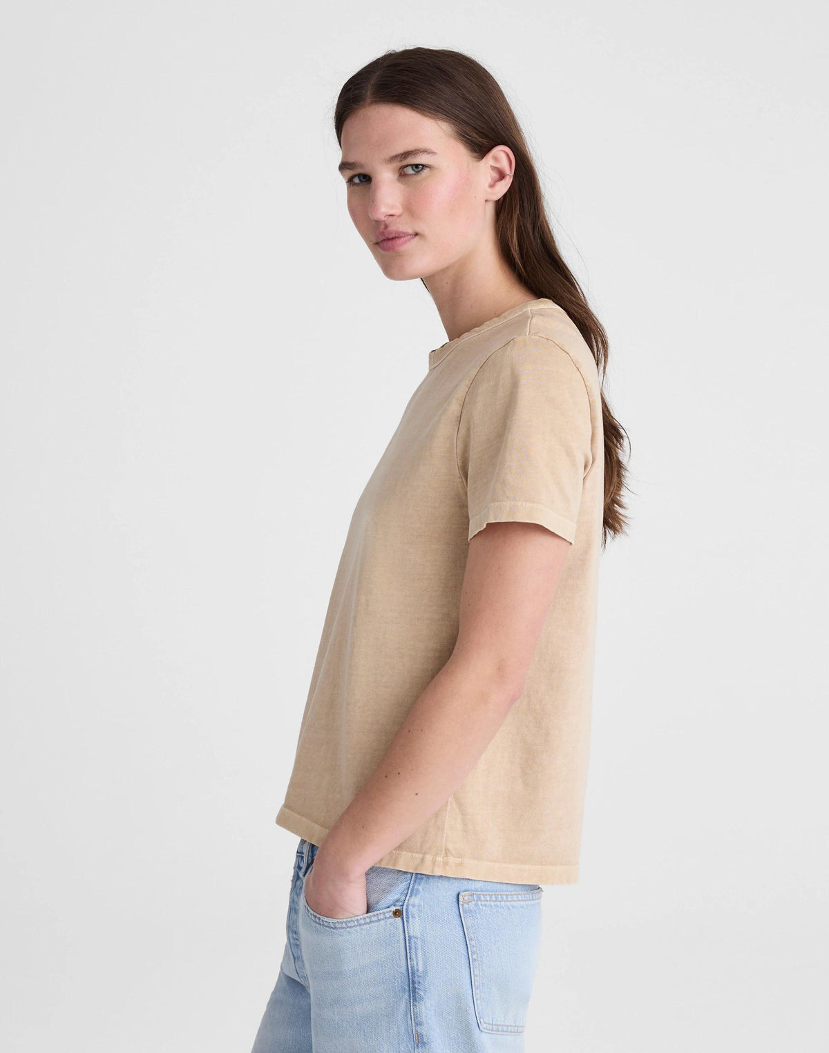 The Perfect Crewneck Tee in Allday Jersey Studio Beige | Madewell