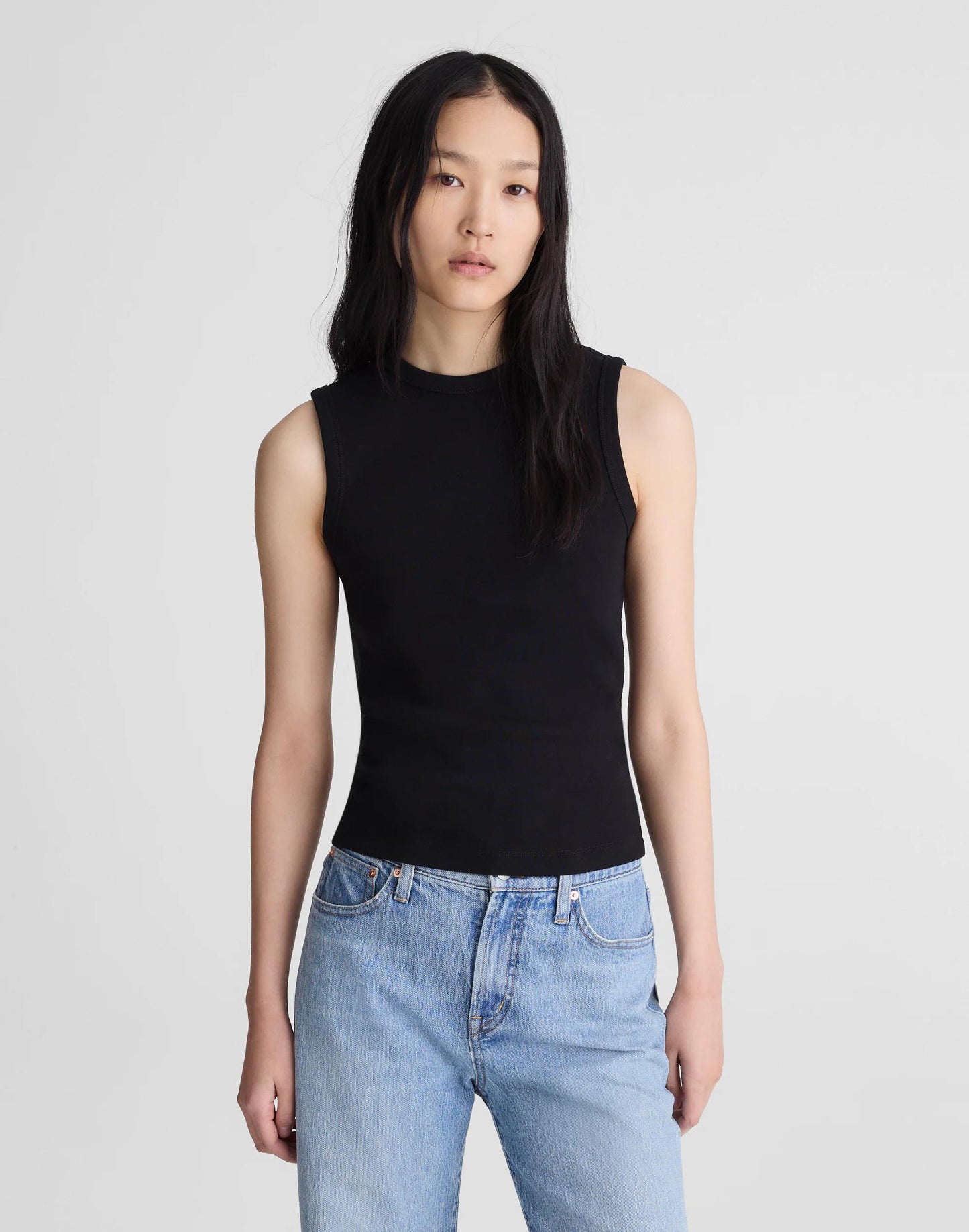 The '90s Shell Tank in Compact Cotton Jet Black | Madewell