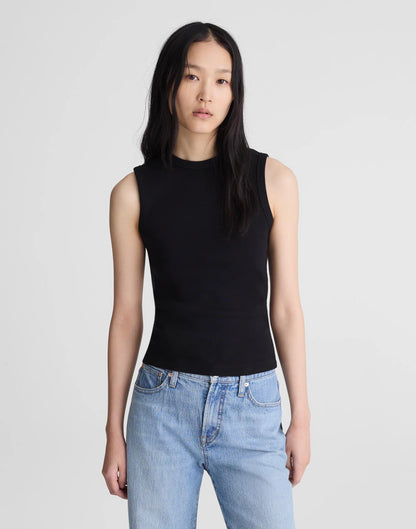 The '90s Shell Tank in Compact Cotton Jet Black | Madewell