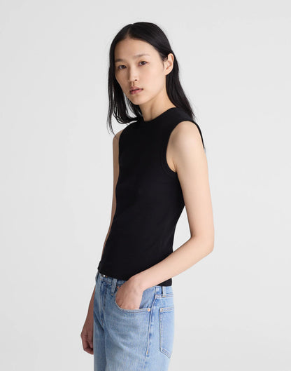 The '90s Shell Tank in Compact Cotton Jet Black | Madewell
