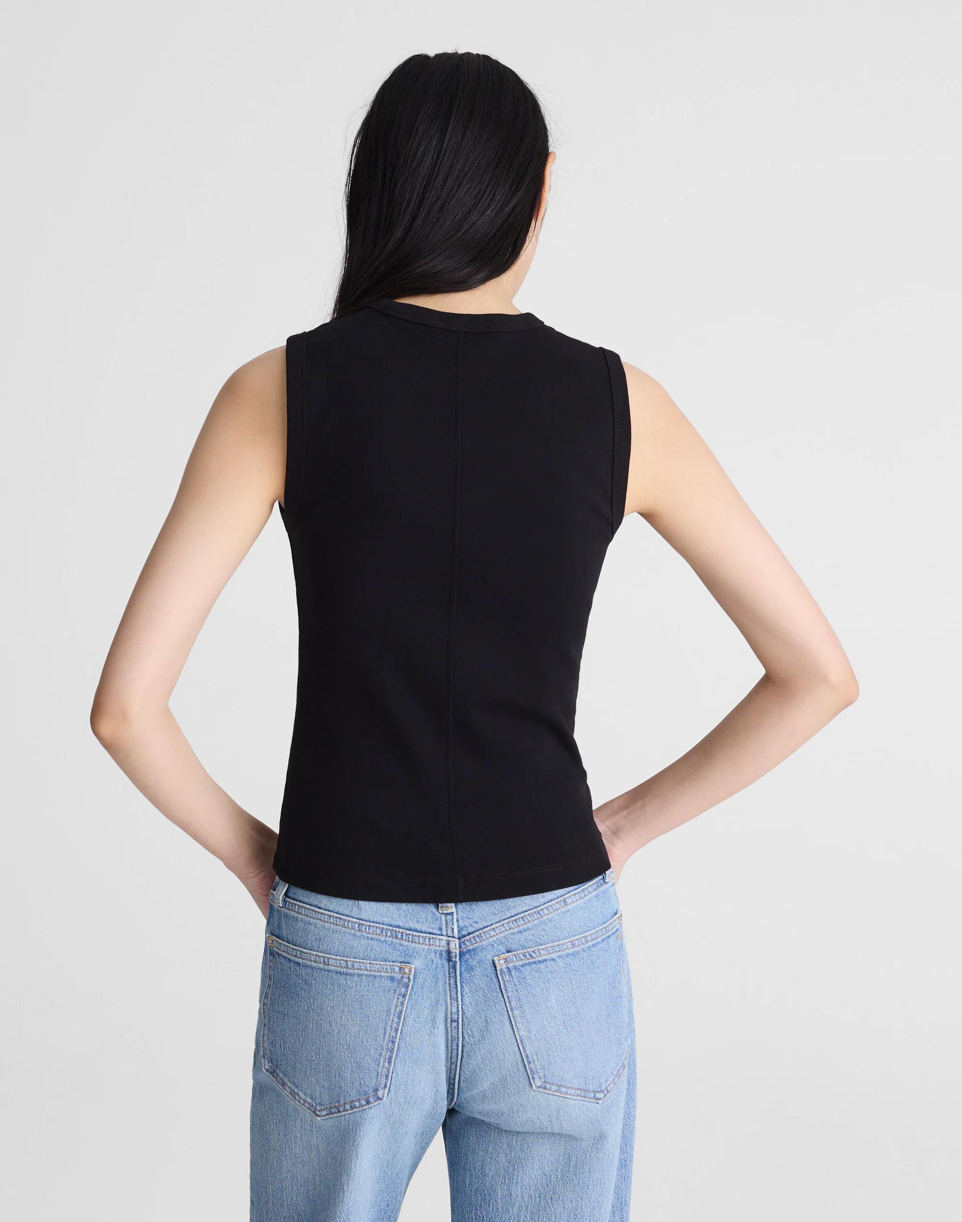 The '90s Shell Tank in Compact Cotton Jet Black | Madewell