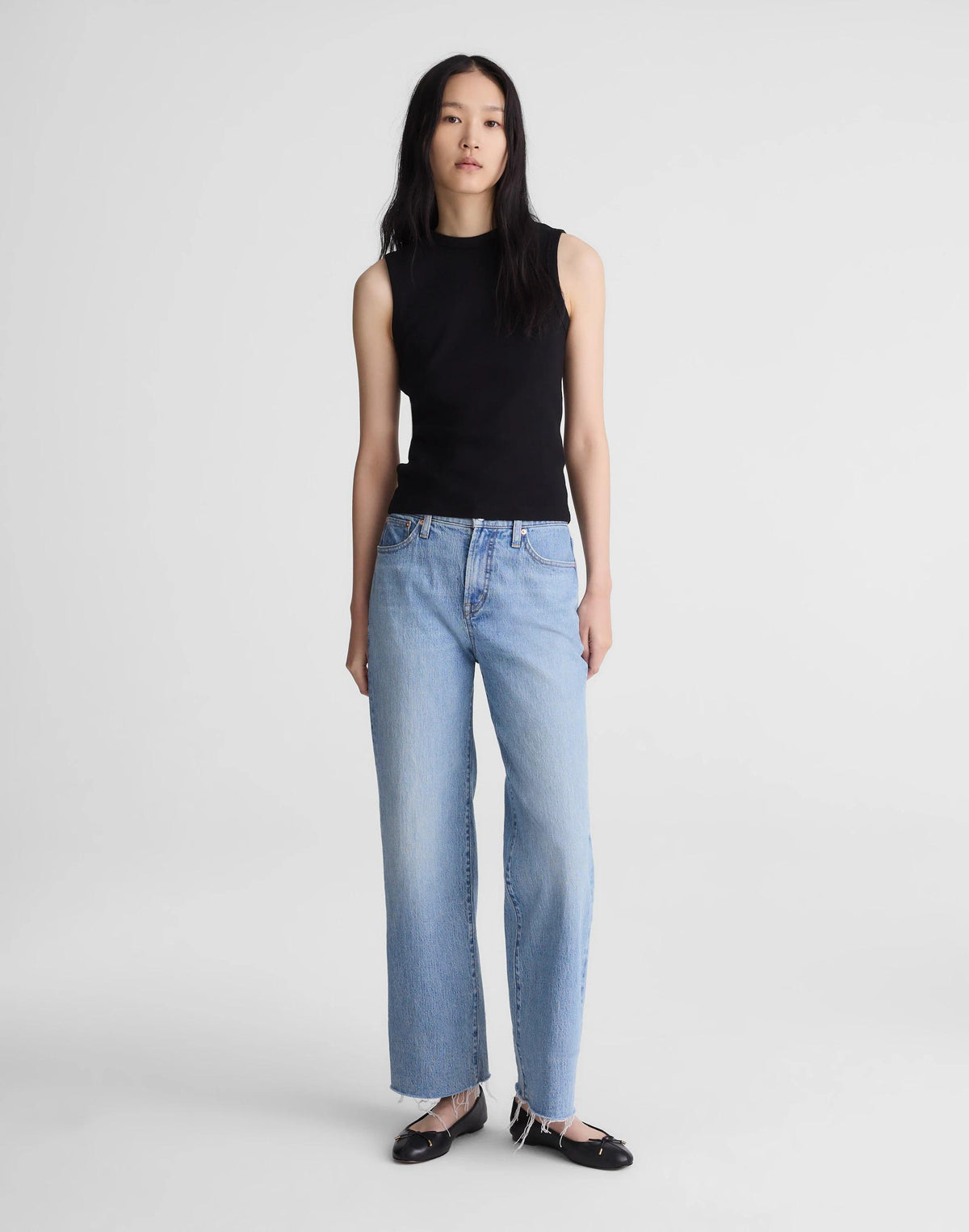 The '90s Shell Tank in Compact Cotton Jet Black | Madewell