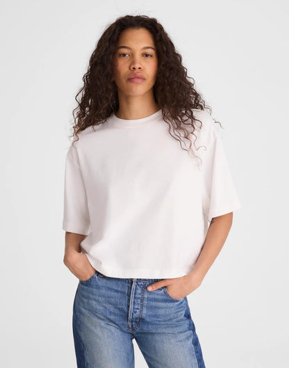 The Boxy Crop Tee in Allday Jersey White | Madewell