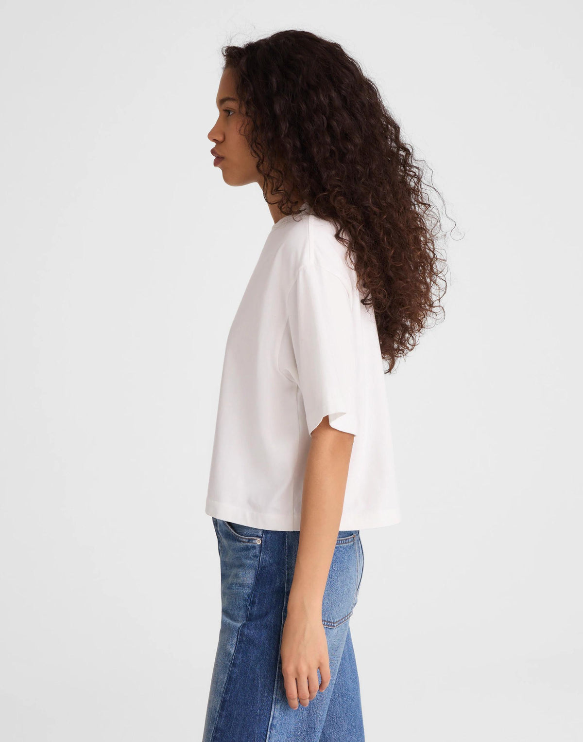 The Boxy Crop Tee in Allday Jersey White | Madewell