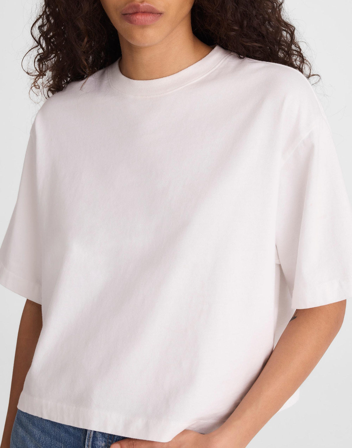 The Boxy Crop Tee in Allday Jersey White | Madewell