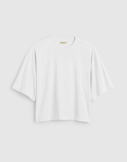 The Boxy Crop Tee in Allday Jersey White | Madewell