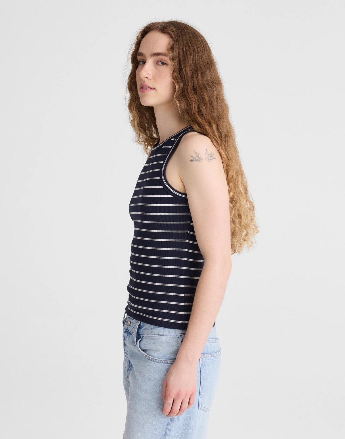 The Essential Tank in Utility Rib Classic Navy | Madewell