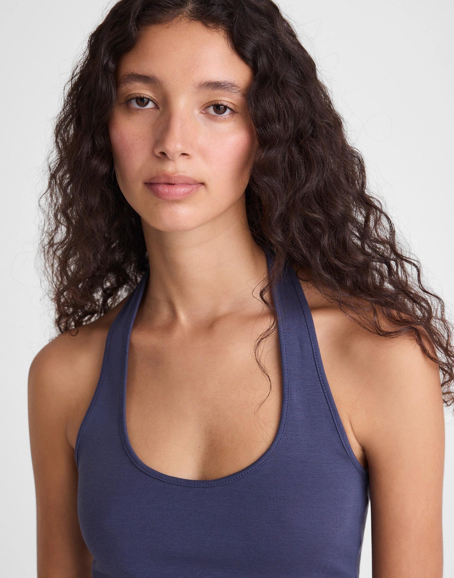 The '90s Halter Top in Compact Cotton Petrol Navy | Madewell