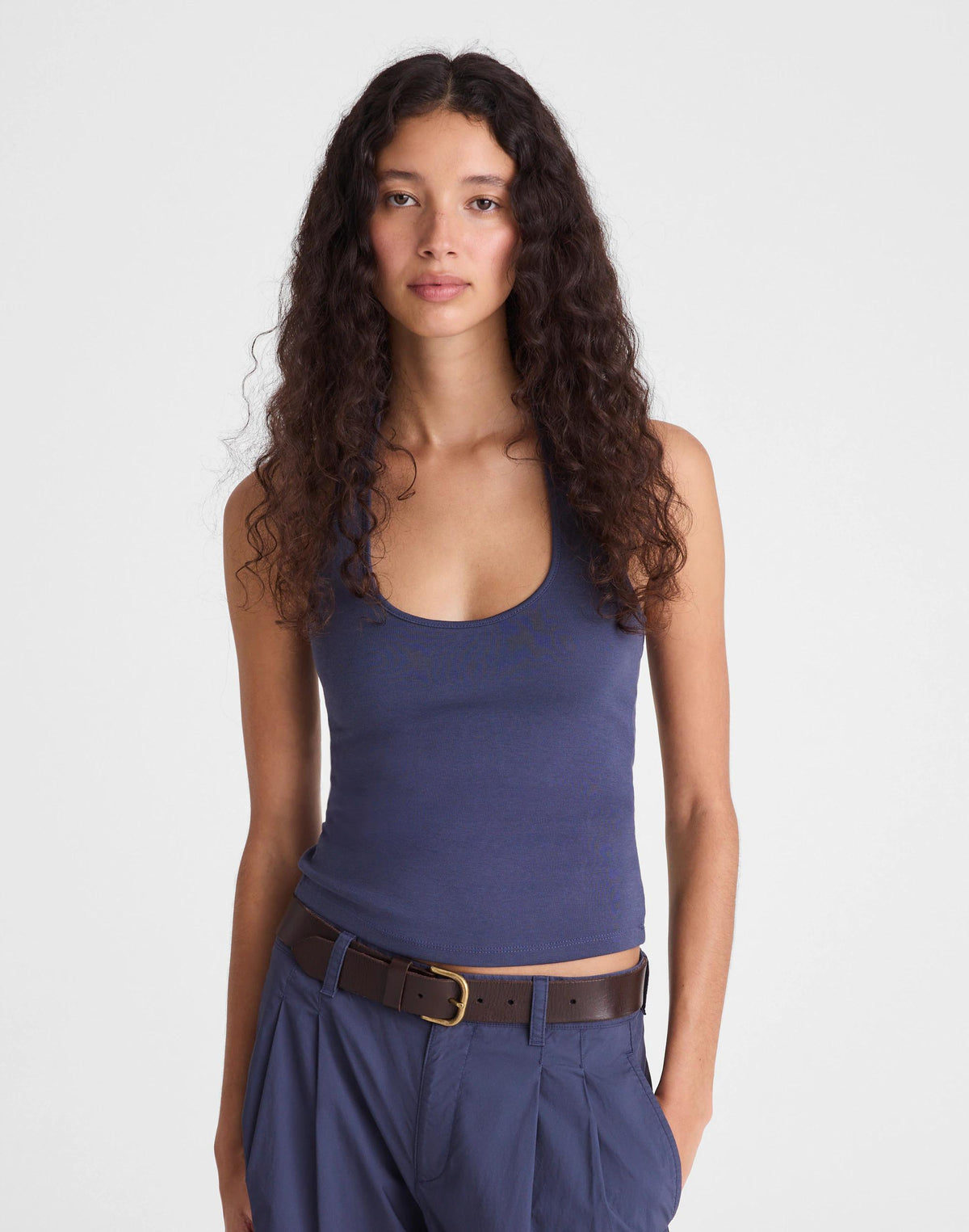 The '90s Halter Top in Compact Cotton Petrol Navy | Madewell