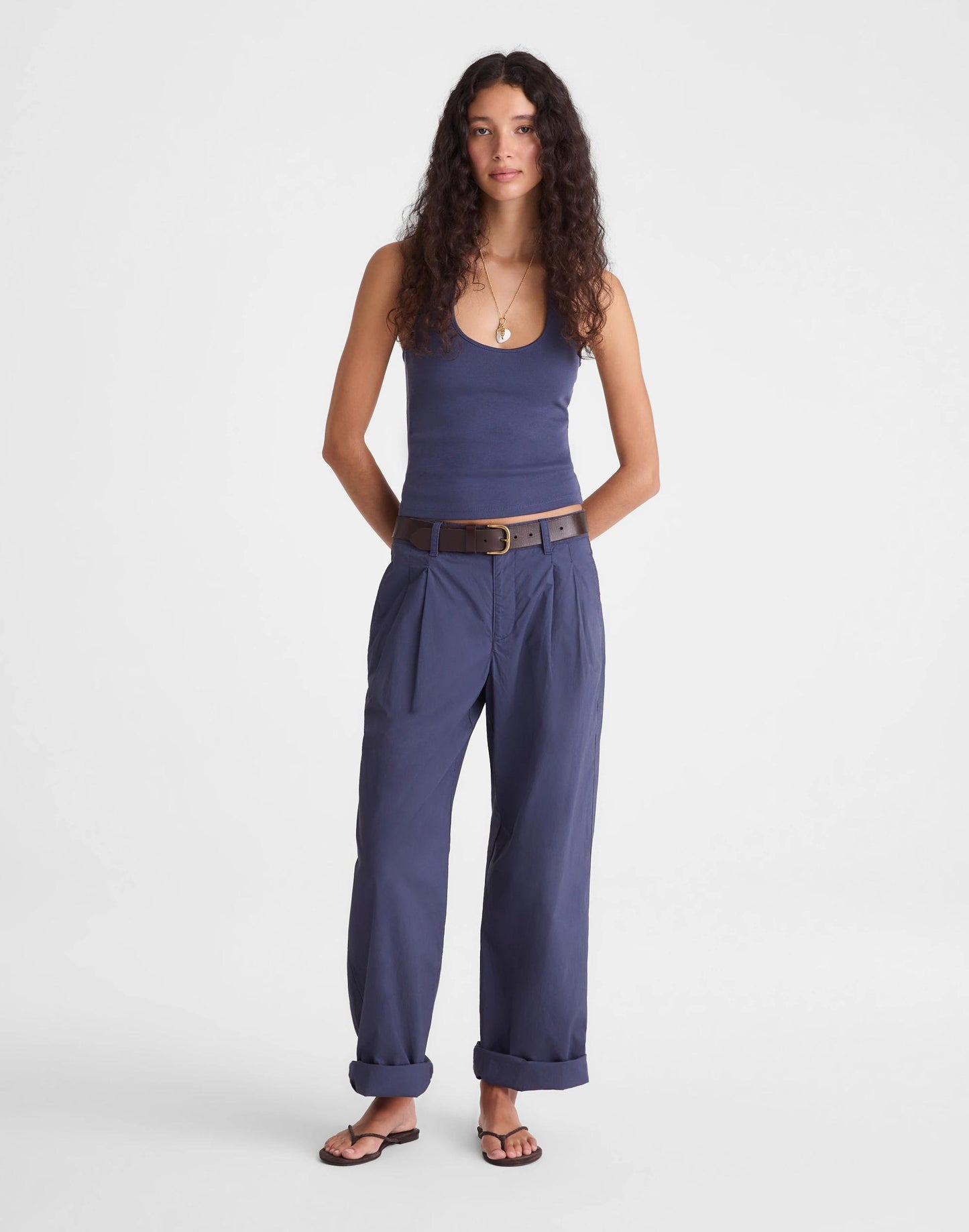 The '90s Halter Top in Compact Cotton Petrol Navy | Madewell