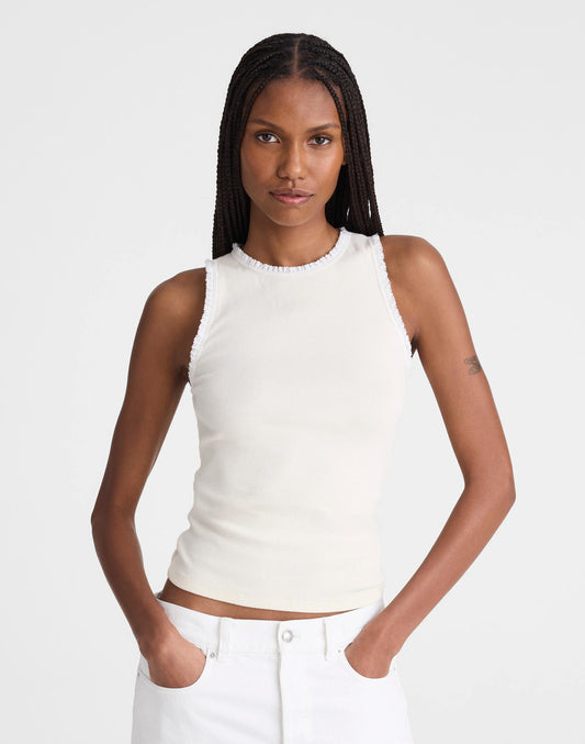 Lace-Trim Ribbed Tank Vintage Ivory | Madewell