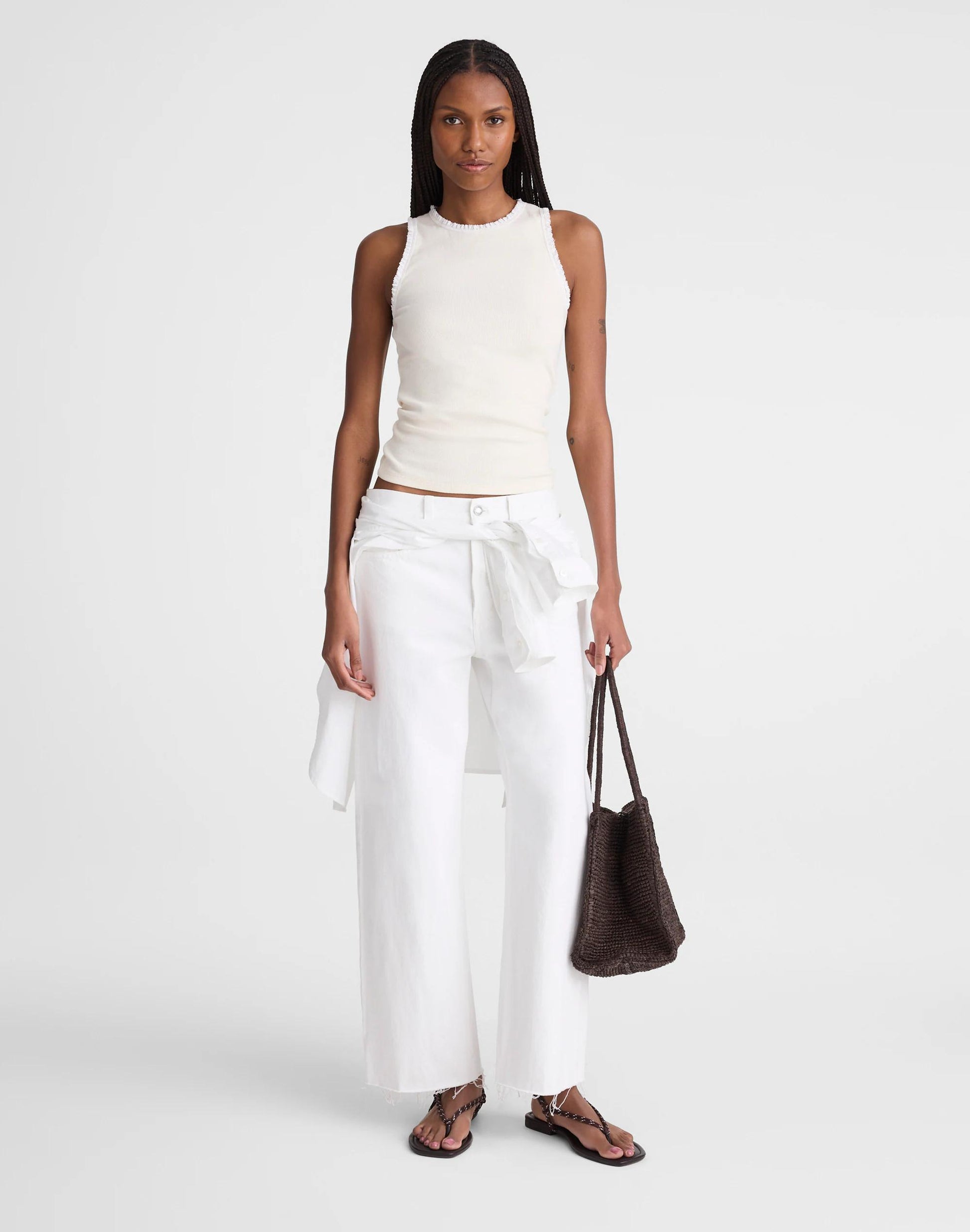 Lace-Trim Ribbed Tank Vintage Ivory | Madewell