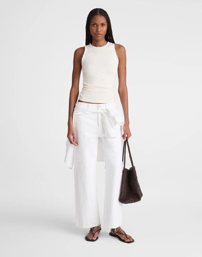 Lace-Trim Ribbed Tank Vintage Ivory | Madewell