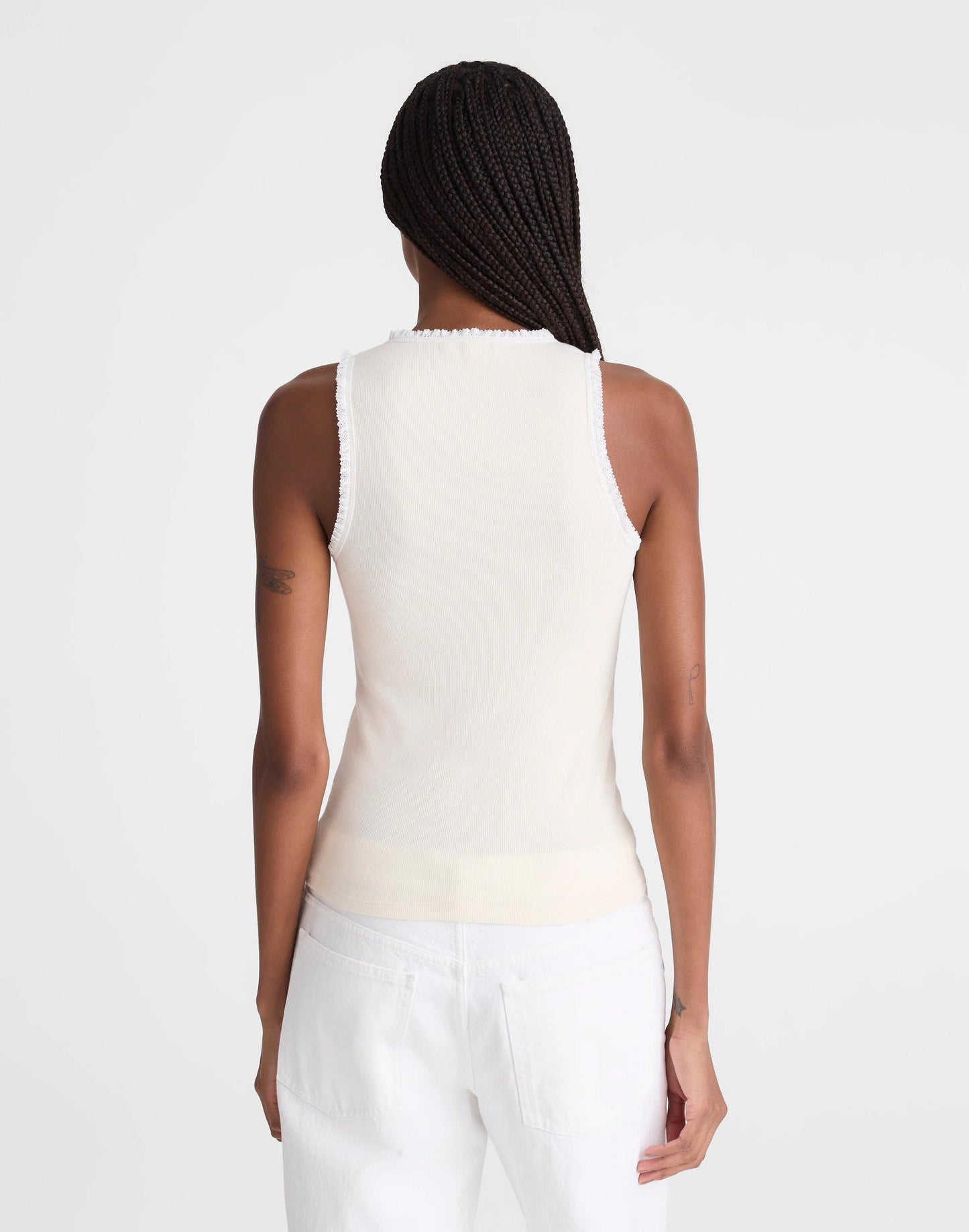 Lace-Trim Ribbed Tank Vintage Ivory | Madewell