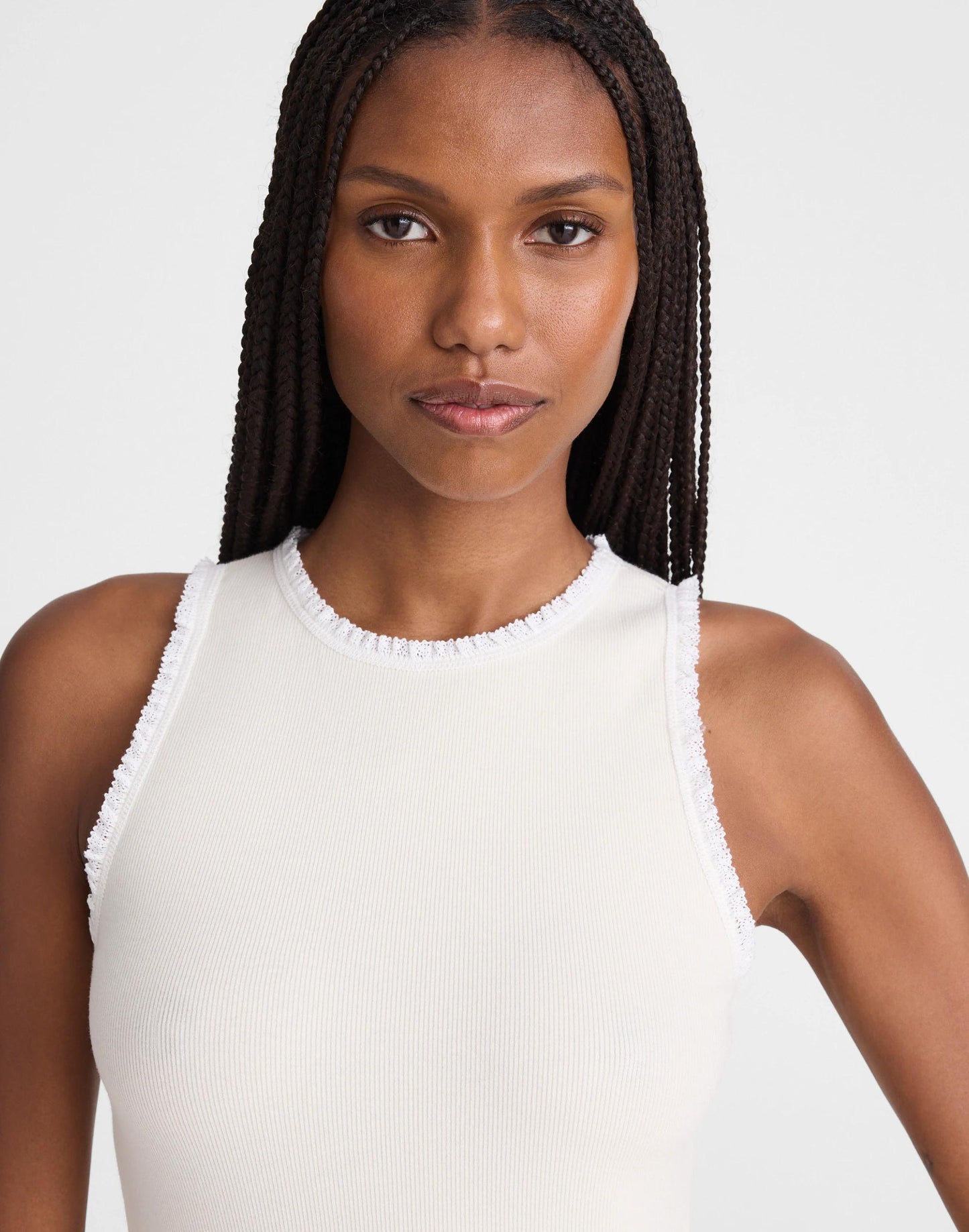 Lace-Trim Ribbed Tank Vintage Ivory | Madewell