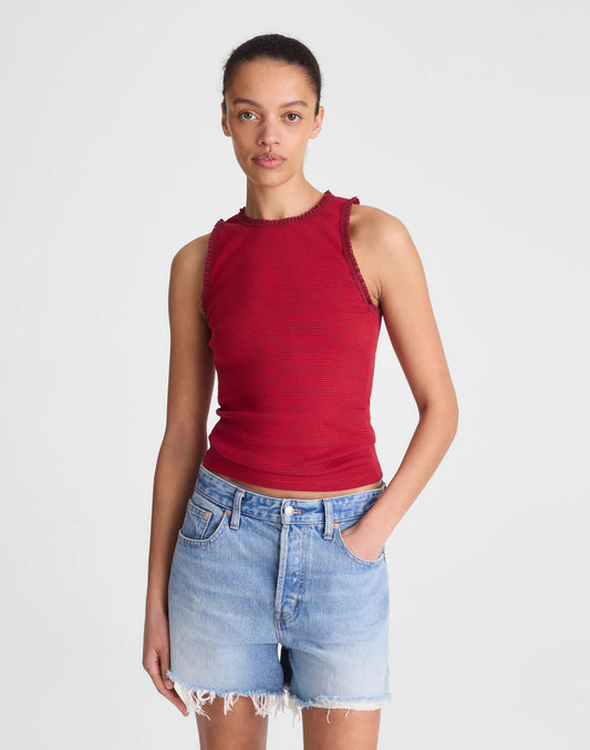 Lace-Trim Ribbed Tank Red Currant | Madewell