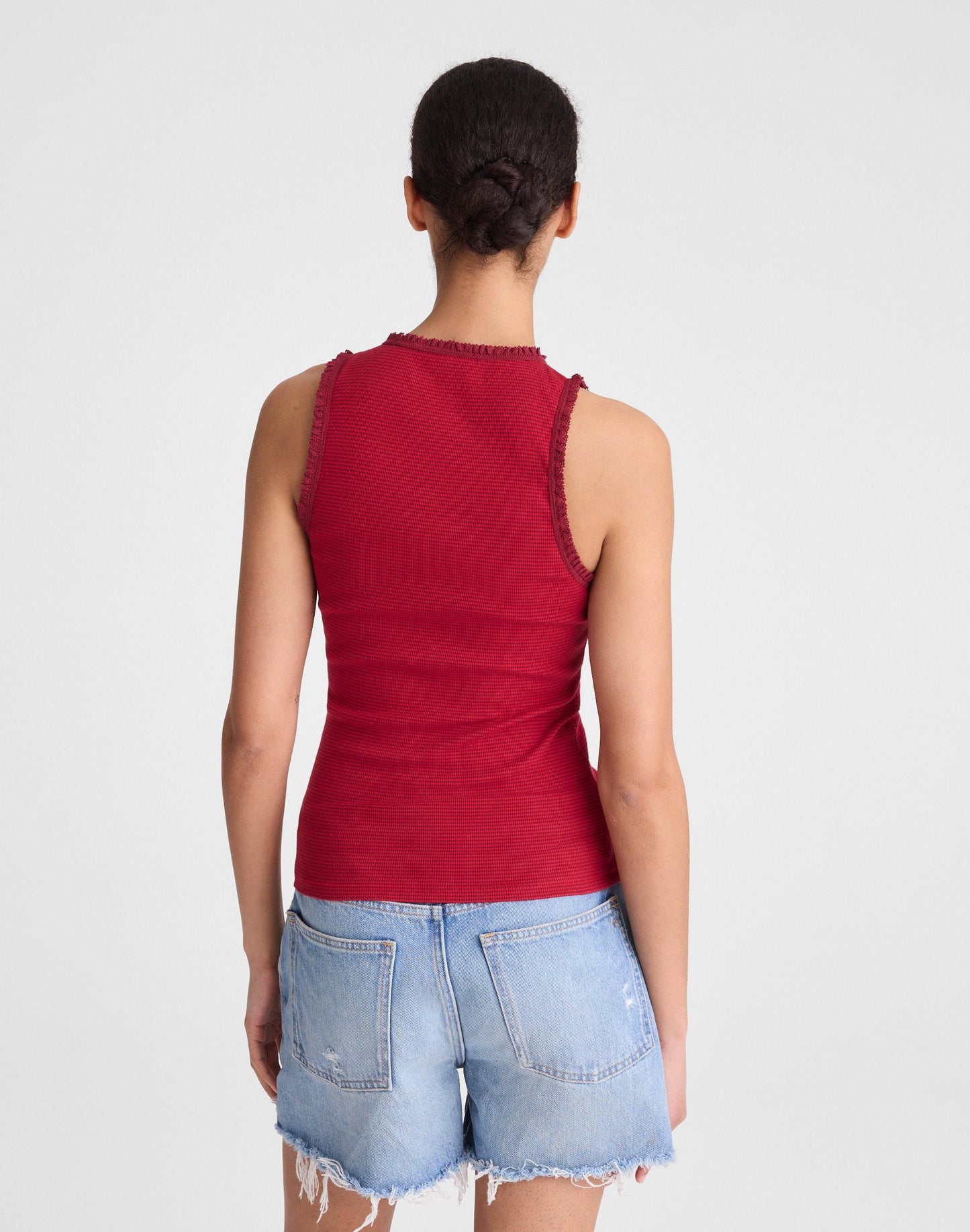 Lace-Trim Ribbed Tank Red Currant | Madewell