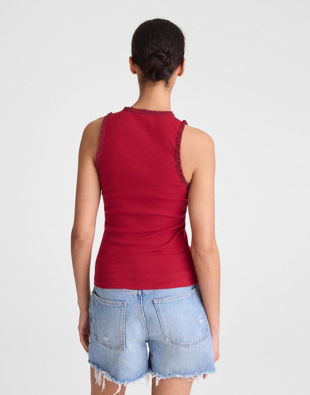 Lace-Trim Ribbed Tank Red Currant | Madewell