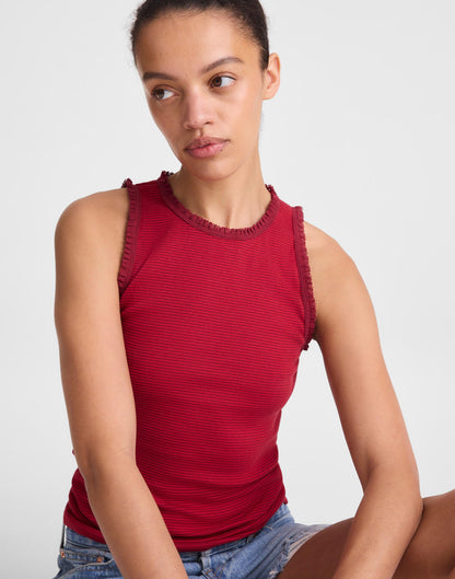 Lace-Trim Ribbed Tank Red Currant | Madewell
