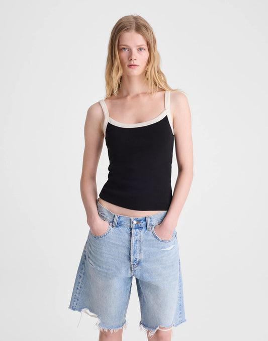 The '90s Cami in Compact Cotton Colorblock Black Ivory | Madewell